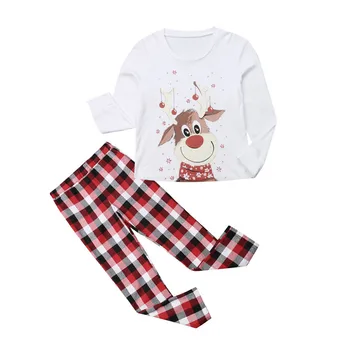 Plus Size Kalėdų Šeimos Atitikimo Pižama Nustatyti Sleepwear Moterims, Vyrams, Vaikams Kalėdos Animacinių Filmų Topai Plaids Nuosėdos Kelnės Naktiniai Drabužiai, Apranga