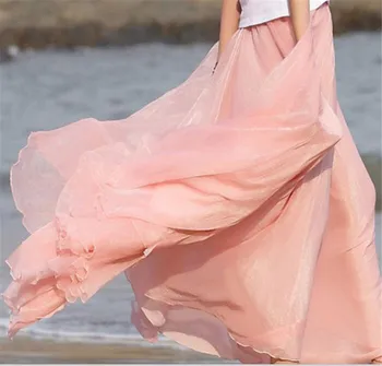 Naujas Čekijos Šifono Ilgas Sijonas Aukštu Juosmeniu Moterys Vasarą Boho Maxi Sijonai Jupe Femme Faldas Largas Mujer Moda 2020 M.