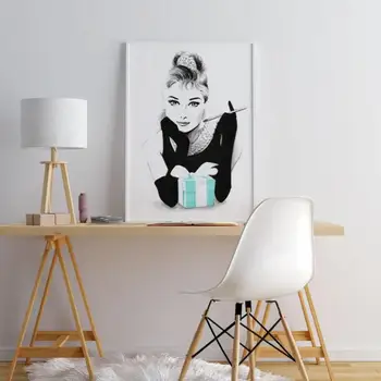 Tiffany Ir Co Plakatas Mados Tapyba Ant Sienos Klasikinis Kino Žvaigždės Audrey Hepburn Sienos Menas Drobė Spausdina Kambaryje Namų Dekoro