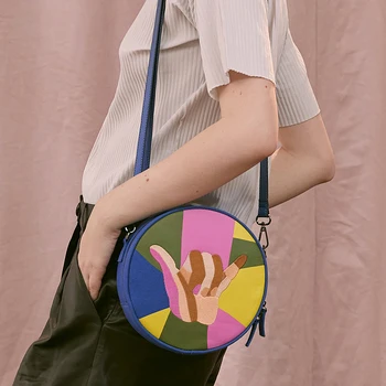 2019YIZISToRE naujas originalus diskiniai drobės moterų messenger maišeliai su siuvinėjimo ir spausdinimo raundo kuprinės mergaitėms (ĮDOMUS KIK )