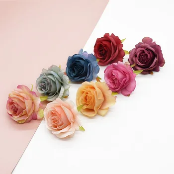 50Pcs Aukštos kokybės rožių galvos Dirbtinės gėlės Scrapbooking Vazos naudojami kaip papuošalai, galvos Apdangalai 