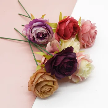 50Pcs Aukštos kokybės rožių galvos Dirbtinės gėlės Scrapbooking Vazos naudojami kaip papuošalai, galvos Apdangalai 