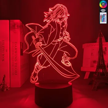 3D naktį šviesos Anime Kimetsu Nr. Yaiba Giyu Tomioka Šviesos Miegamojo Puošimas Vaikų Vaikams Gimtadienio Dovana Manga Įtaisą Giyuu Lempos