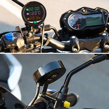 Motociklas KETURRATIS, Elektroninis Laikrodis, Termometras Voltmeter 3-In-1Universal LED Ekranas Voltmeter 12V 24V 36V Vandeniui Turas