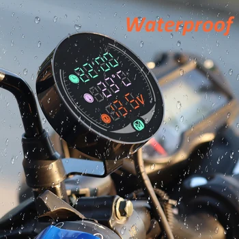 Motociklas KETURRATIS, Elektroninis Laikrodis, Termometras Voltmeter 3-In-1Universal LED Ekranas Voltmeter 12V 24V 36V Vandeniui Turas