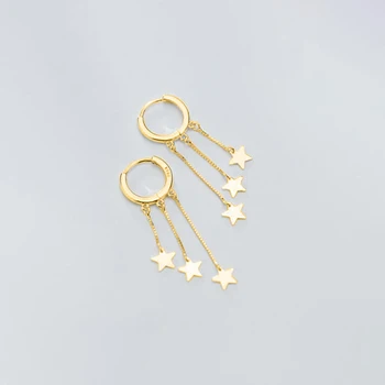 Japonų/korėjiečių stiliaus 925 Sterlingas Sidabro šviežių kutas žvaigždė penkiakampė žvaigždė, Auskarai Žavinga Sidabro Grandinės Hoopas Auskarai dovana