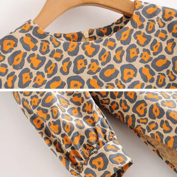Seksualus Leopardas spausdinti Moterų Viršūnių Pavasario O-kaklo Sluoksniuotos rankovėmis Mados Prarasti Atsitiktinis palaidinė marškinėliai Elegantiškas 2020 M. Rudenį YNZZU YT791