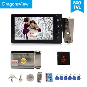 Dragonsview Laidinio Vaizdo Doorbell Domofonas Sistema Vaizdo Kamerą, 7 Colių Patalpų Stebėti Juoda Atrakinti Kalbėti Vaizdo Durys Įėjimo Skydelis
