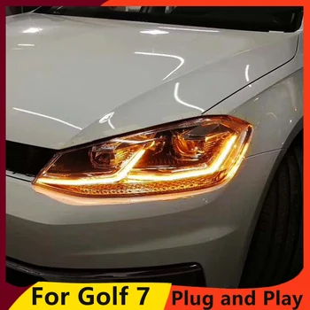 KOWELL Automobilių Stilius VW Golf 7 Žibintai Golf 7 MK7 LED Žibintai DRL Dvigubo Objektyvo Šviesos H7 HID Xenon bi-xenon 