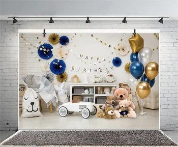 Baby Shower Fotografijos Fonas Laimingas Gimtadienio Žaislinius Automobilius Balionas Nuotrauka Fone Dekoravimo Studija Prop Reklama