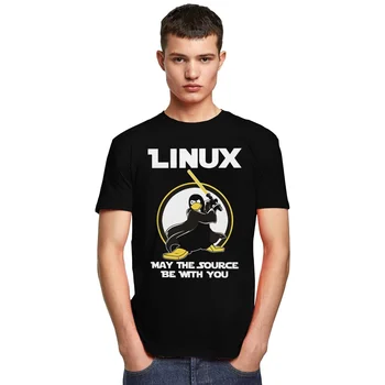 Linux Gali Šaltinis Būti Su Jumis Marškinėliai Vyrams Medvilnės Pingvinas Kūrėjas, Programuotojas, Programavimo T-shirt Kodavimo Vėpla Programuotojas Tee Viršūnės
