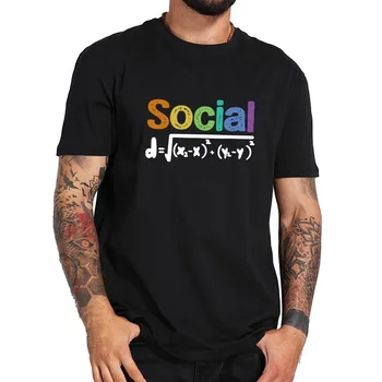 Socialinės Atstumas Formulė Matematikos Karantino 2020 Juokingi Marškinėliai Medvilnė, Minkštas Komfortas Aukštos Kokybės Basic Tee Viršūnės