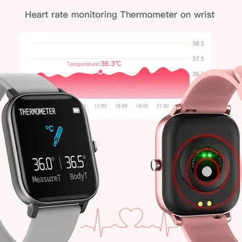 IP67 atsparus Vandeniui Full Screen Touch Smart Watch Vyrų Kūno Temperatūra Fitness Tracker Kraujo Spaudimas Laikrodis Atnaujinti Smartwatch