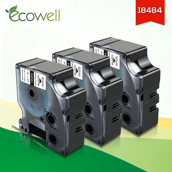 Ecowell 19mm Balck ant Balto Pramonės etiketės 18484 už Dymo Rhino IND Nuolatinis Poliesteris, Etiketės Dymo Rhino 4200 5000 spausdintuvą