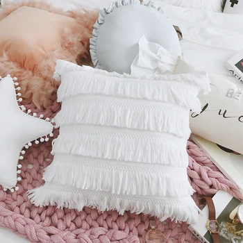 Balta kutas medvilnės pagalvės pagalvėlė padengti 30X40cm Juosmens Pagalvę viršelio mergina lova, sofa-apdailos boho dekoratyvinės pagalvės