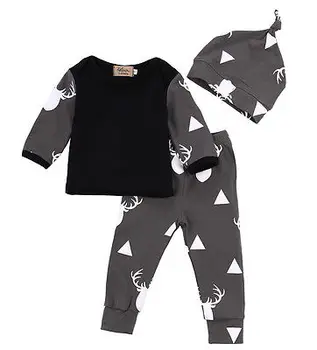 Naujagimiui Baby Girl Berniukas Elnias Viršūnės T-shirt+Antblauzdžiai Kelnės Apranga Nustatyti Drabužių