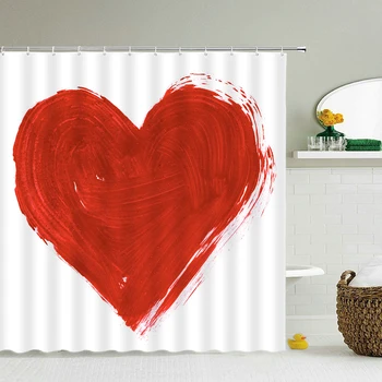 Raudona Meilės Valentino Diena Spausdinami Vonios kambarys Dušo Užuolaidos Didelis 230x180 Vandeniui Audinio Rožinė lovey Romantiškas Vonios Užuolaidų Dekoras