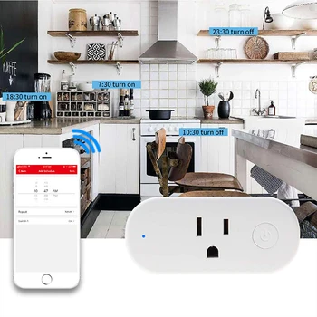 FrankEver JAV Standarto 16A Wifi Smart Plug su Energetikos kontrolės Lizdas Smart Dirbti su Tuya Alexa 