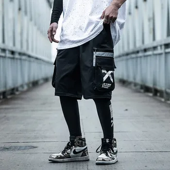 11 BYBB TAMSU Mens Poilsiu Kelnes Hip-Hop Streetwear Jogger Nuimamas Trumpas Kelnes Krovinių Vyrų Mados Vasaros Kelnių Kišenėje XN73