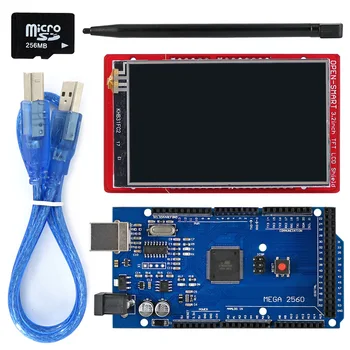 3.2 colių TFT LCD Ekranas modulis Jutiklinis Ekranas Shield Komplektas, borto temperatūros jutiklis + Touch Pen / TF kortelė /Mega2560 už Arduino