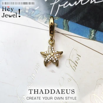 Aukso Starfish Pendant Žavesio Moterų 925 Sterlingas Sidabro Dovana Ocean Dvasia Bohemijos Vandenyno Dovana Tilptų Apyrankės Karoliai, Papuošalai