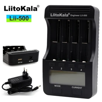 Liitokala Lii-500 LCD), 3,7 V 18650 18350 18500 16340 17500 25500 10440 14500 26650 1.2 V AA AAA NiMH ar ličio baterijos Kroviklis