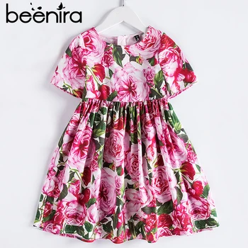 Beenira Europos Ir Amerikos Stiliaus Suknelė 2020 Metų Vasaros Vaikų Trumpas Rankovėmis Gėlių Patter Šalis Suknelė Dizainas 4-14Y vaikiški Drabužiai