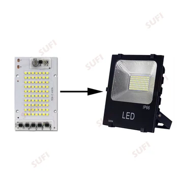 Didelės galios COB LED Lemputės Chip smd Lempa integruota Smart IC vairuotojo AC220V 50W Šilta Balta / Vaiskiai Balta Lauko Prožektorius