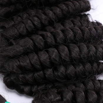 Trumpas, Garbanotas banga plaukai priauginimui Natūralių juoda spalva Funmi curl sintetinių plaukų ryšulių moterims