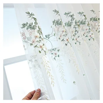 Baltos spalvos, siuvinėta gėlių tiulio užuolaidas miegamajame vien užuolaidos gyvenimo kambario, miegamasis gatavi