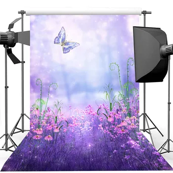 Violetinės Levandos Drugelio Svajonė Fone Fotografijos Mergina Gimtadienio Stebuklų Fotografijos Backdrops fotostudija