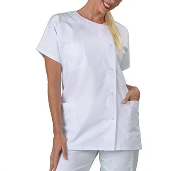 Lab Paltai Gydytojas, Slaugytoja Vienodas Palaidinė Vasaros Plius Dydis Mados Pure Color Multi-Pocket Trumpas Rankovės Laisvi Marškinėliai #L30