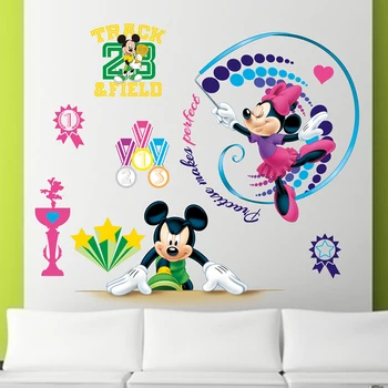 Animacinių filmų Disney Mickey Minnie Sporto Susitikimas Sienų Lipdukai vaikų Darželio Vaikai Kambariai Namų Dekoro Sienos Lipdukai PVC jam prilygintą išsilavinimą Meno Tapetai