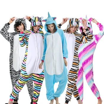 Moterų pižama Žiemos pijama Dygsnio vienaragis panda Katė vaikai Paauglys Sleepwear Nustatyti Kigurumi kostiumai Vaikams, Suaugusiems, Vyrams, Moteris