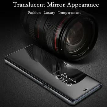 Veidrodis Peržiūrėti Smart Flip Case For Huawei Honor 10 Huawai Honor10 PULKININKAS-29 Prabanga originalus Magnetinis fundas Atgal Odinis Telefono Dangtelį