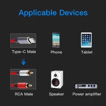 USB Tipas-C 2 RCA o Kabelį, Tipas C RCA Kabelio Lizdo Tipas C RCA Kabelis Sumsung Xiaomi Garsiakalbis Namų TELEVIZIJA