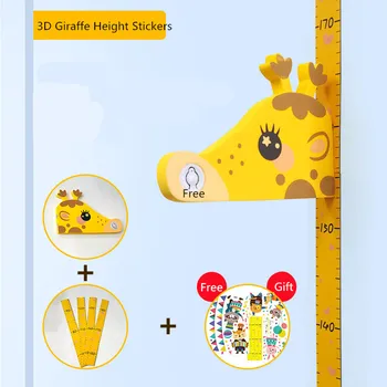 3D Animaciją Žirafa Augimo Diagramos Valdovas Sienų Lipdukai, Vinilo Freskos Vaikų Kambario Dekoracija vaikų Darželio Aukštis Priemonė, Meno, Lipdukai, Plakatai