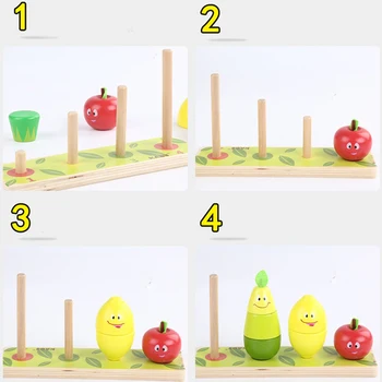 Montessori Medžiagų Švietimo Mediniai Žaislai Vaikams Ankstyvasis ugdymas Ikimokyklinio Mokyti Vaikus 3D Vaisių, Daržovių Realaus Gyvenimo