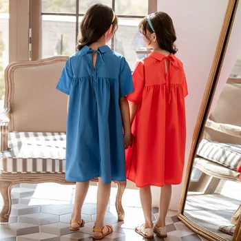 2020 Nauja Mama Ir Dukra Suknelė Drabužių Medvilnės Big Girl Dress Vasaros Raudona Mėlyna Paauglių Vaikų Aprangos Mados Drabužiai