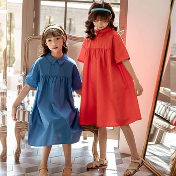 2020 Nauja Mama Ir Dukra Suknelė Drabužių Medvilnės Big Girl Dress Vasaros Raudona Mėlyna Paauglių Vaikų Aprangos Mados Drabužiai