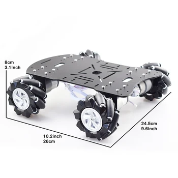 Moebius 4WD 80mm Mecanum Varantys Robotas Automobilių Važiuoklės Komplektas su DC 12V Encoder Variklis Arduino Raspberry Pi 