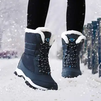 Atsparus vandeniui prabangus žieminiai batai moterims, batai platformos žiemos batai moteris sniego batai ponios batai, neslidžia nėriniai-iki kulkšnies moterų batai