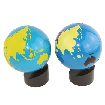 Montessori Geografija Ikimokyklinio Mokymo Medžiagos Vaikas Žaislų Pasaulyje Dalys(Spalva) Ir Pasaulio Žemynuose(Matinis)