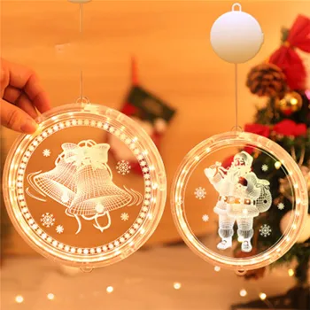 3D spalvotu LED Pasakų Šviesos Kalėdos Naujiena Kabo Šviesa Patalpų Langai Šiltai Balta Kalėdų Ornamentu Šalies Baro Dekoras