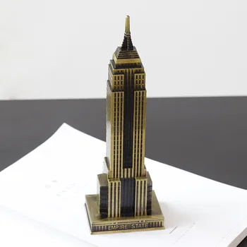 Niujorko Empire State Building Metalo Modelio Office Vyno Kabineto Darbastalio Apdaila Kūrybos Skulptūra Garsaus Pastato Statula