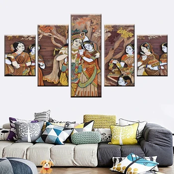 5 vnt Krišnos ir Radharani drobės tapybos freskos meninis nuotraukų rėmelį, modulinės plakatas HD spausdinimo namų dekoro kambarį