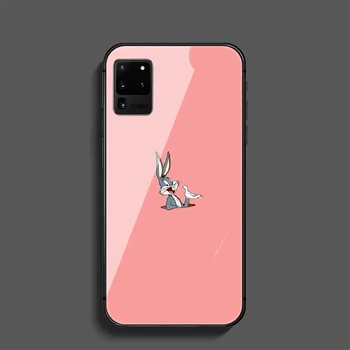 Bugs Funny Bunny Telefono Grūdintas Stiklas Case Cover For Samsung Galaxy Note S 7 8 9 10 10E 20 Plus Lite Uitra Silikono Juodos spalvos Dėklu
