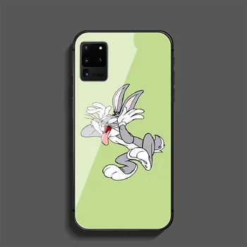 Bugs Funny Bunny Telefono Grūdintas Stiklas Case Cover For Samsung Galaxy Note S 7 8 9 10 10E 20 Plus Lite Uitra Silikono Juodos spalvos Dėklu