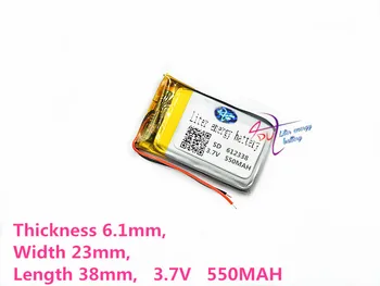 (1pieces/lot) ličio polimerų baterija 612338 062238 3.7 V MP3 MP4 MP5 GPS DVD 