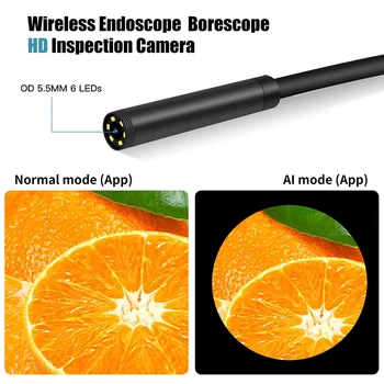 5MP HD Wireless Endoskopą Kamera 5.5 mm Objektyvas Su Led Šviesos 10M Sunku Kabelis IP67 Pramonės Tikrinti Borescope 